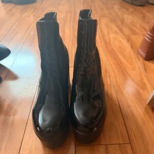 Elegant Black Patent Heeled Boots